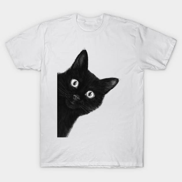 Black cat T-Shirt by kodamorkovkart